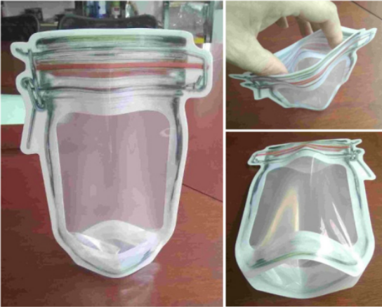 Reusable Mason Jar Zipper Pouch – Airtight Plastic Food Storage Bag (500ml, Leak-Proof & Transparent)
