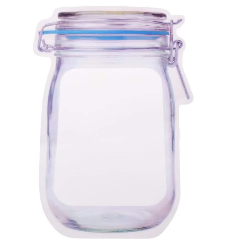 Reusable Mason Jar Zipper Pouch – Airtight Plastic Food Storage Bag (1000ml, Leak-Proof & Reusable)