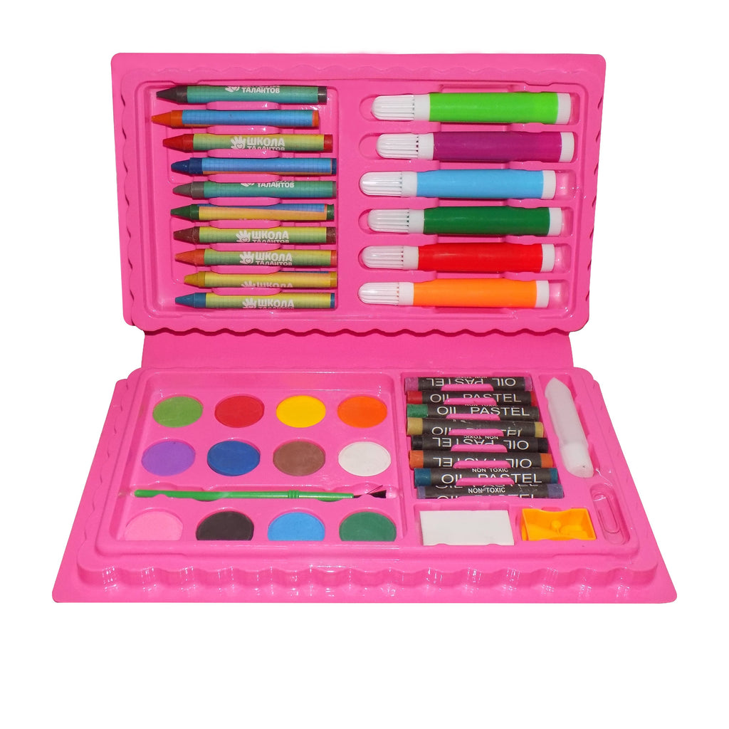 🎨 42-Piece Art & Craft Color Kit for Kids – Crayons, Watercolors, Pens, Oil Pastels in Carry Box
