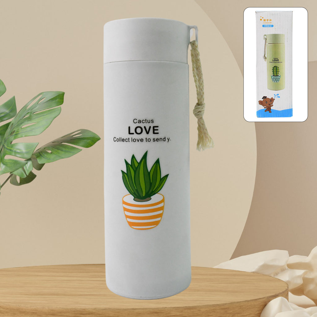 Outdoor Sport Glass Water Bottle – 450 ML | Leak-Proof, BPA-Free, Hot & Cold Safe with Bamboo Lid