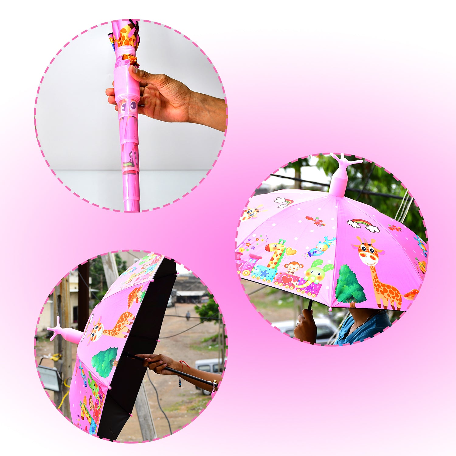 High-Density Quick-Dry Umbrella with Safety Round Plastic Cap & Auto-Open Handle