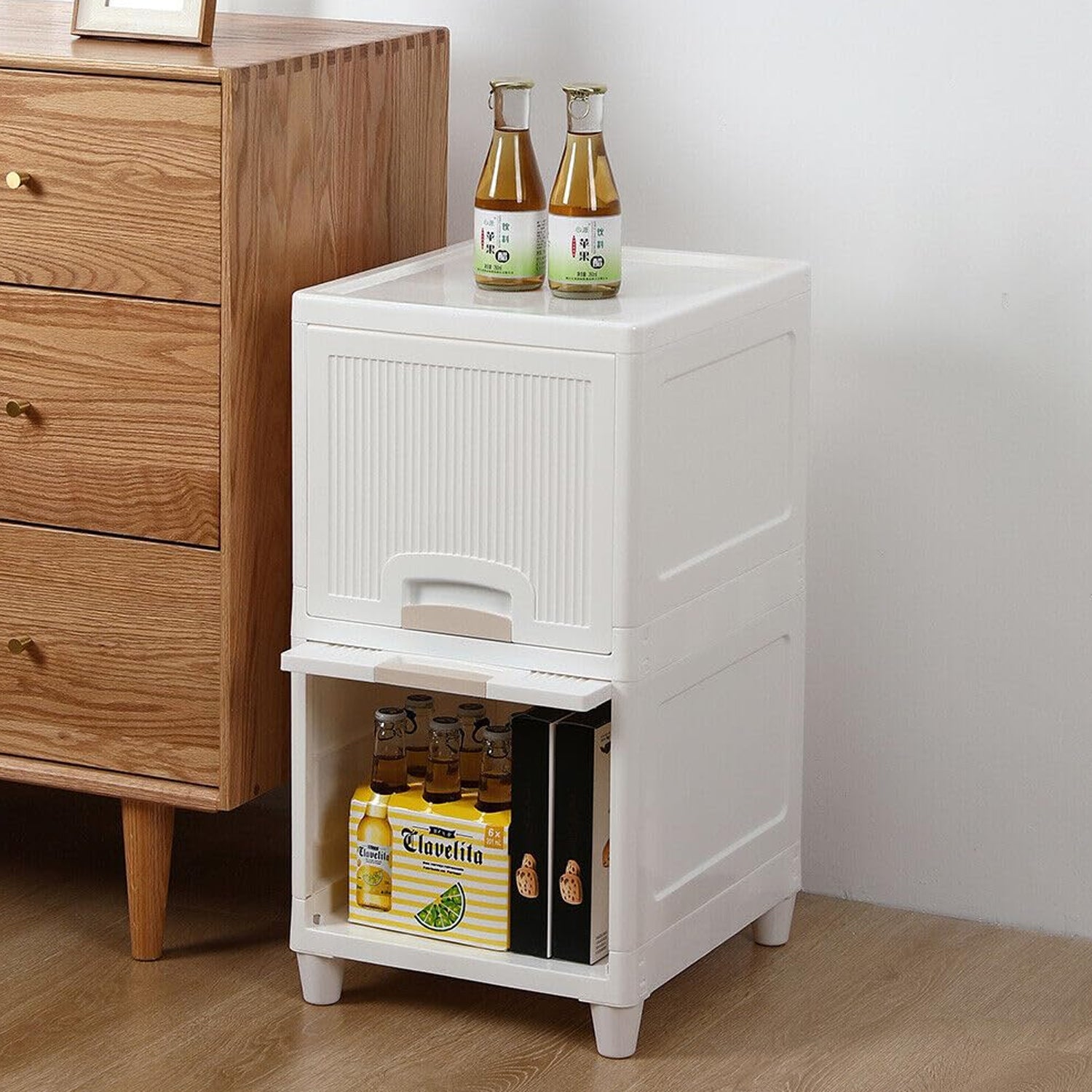 Multipurpose 2-Layer Plastic Storage Cabinet – Foldable Modular Drawer Organizer for Kitchen, Bathroom, Bedroom & Kids’ Room