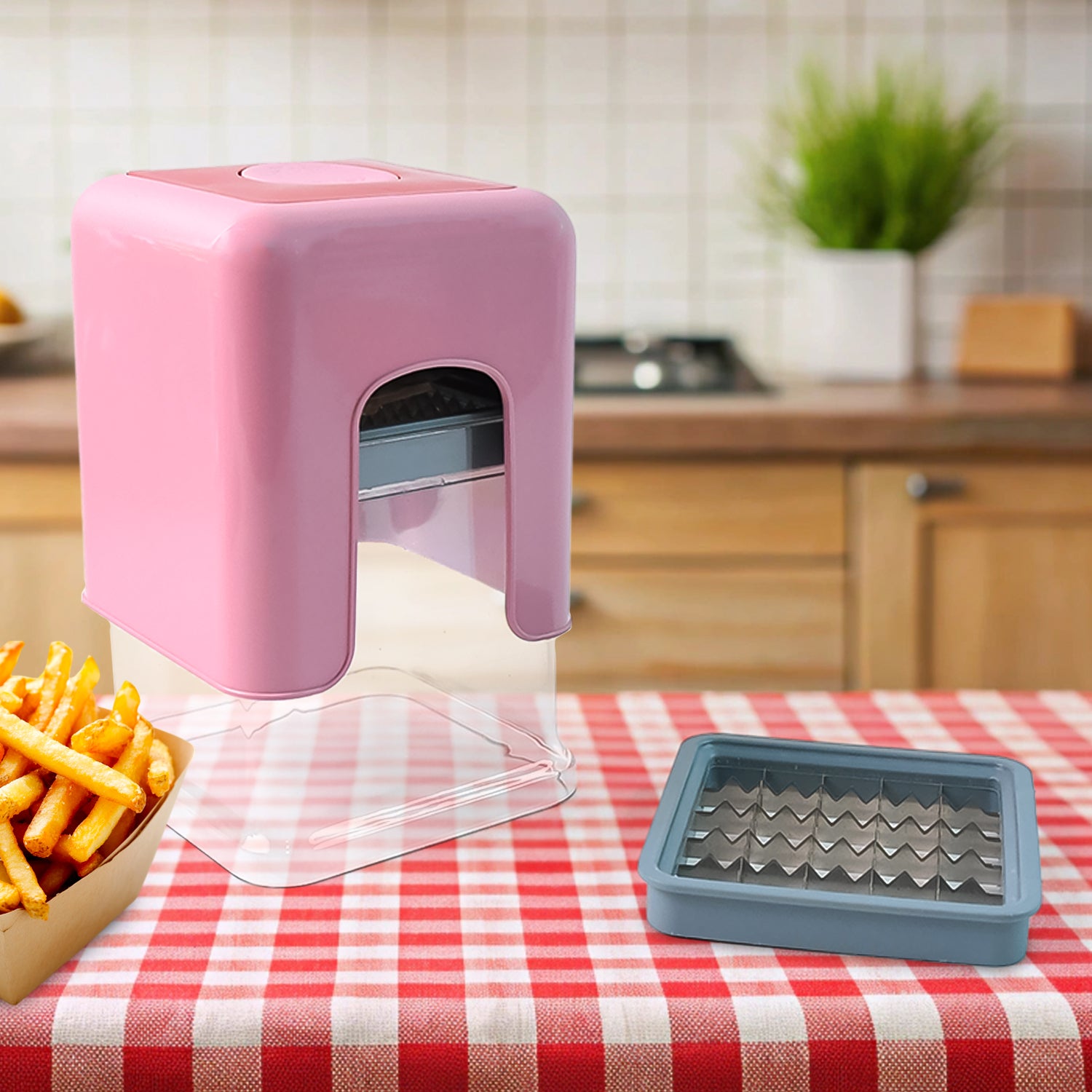 Heavy Duty Potato Chipser & Vegetable Chopper – Dual Blade Manual Cutter