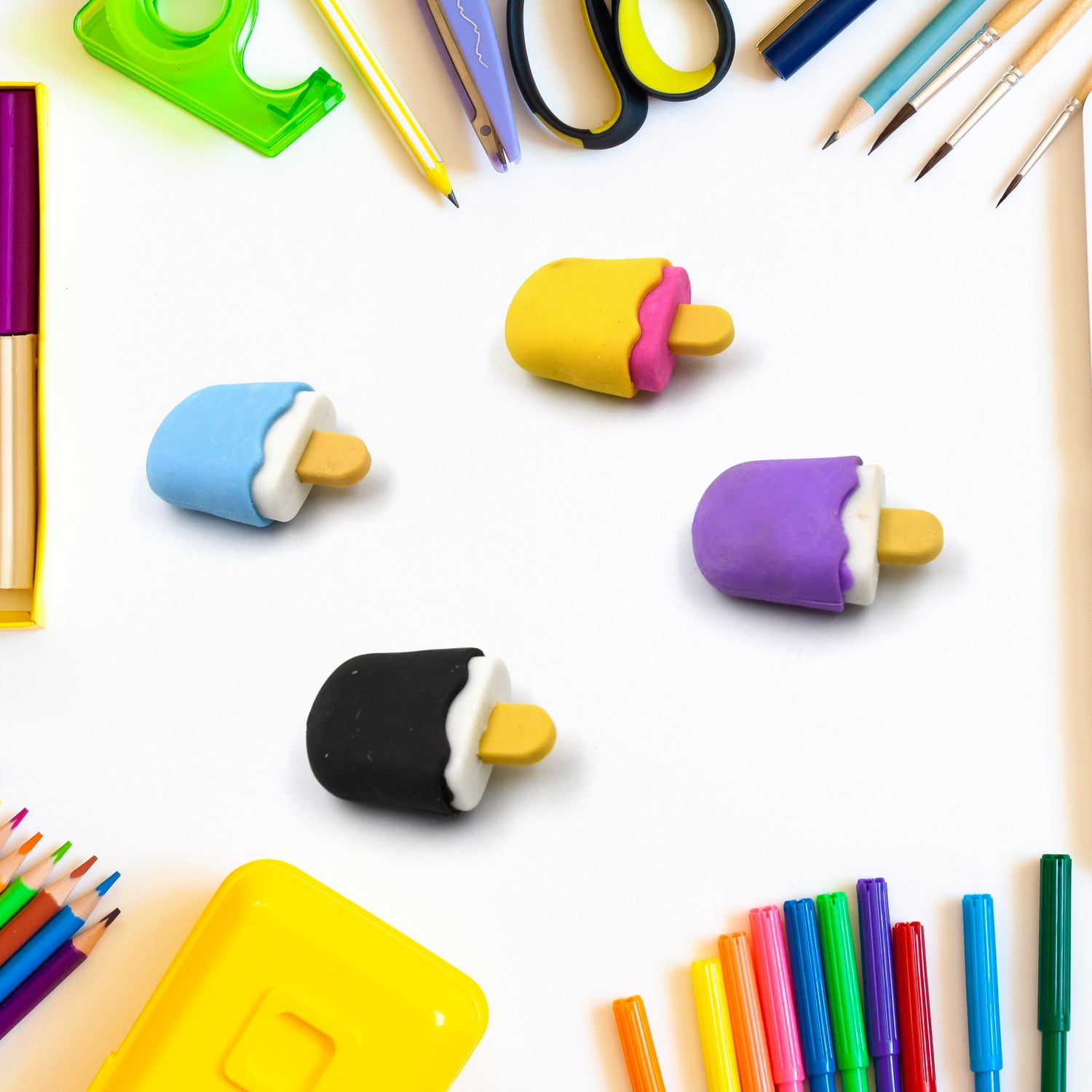 Ice Cream Themed Eraser Set for Kids - 4-Piece Fun Shaped School Supplies & Party Favors