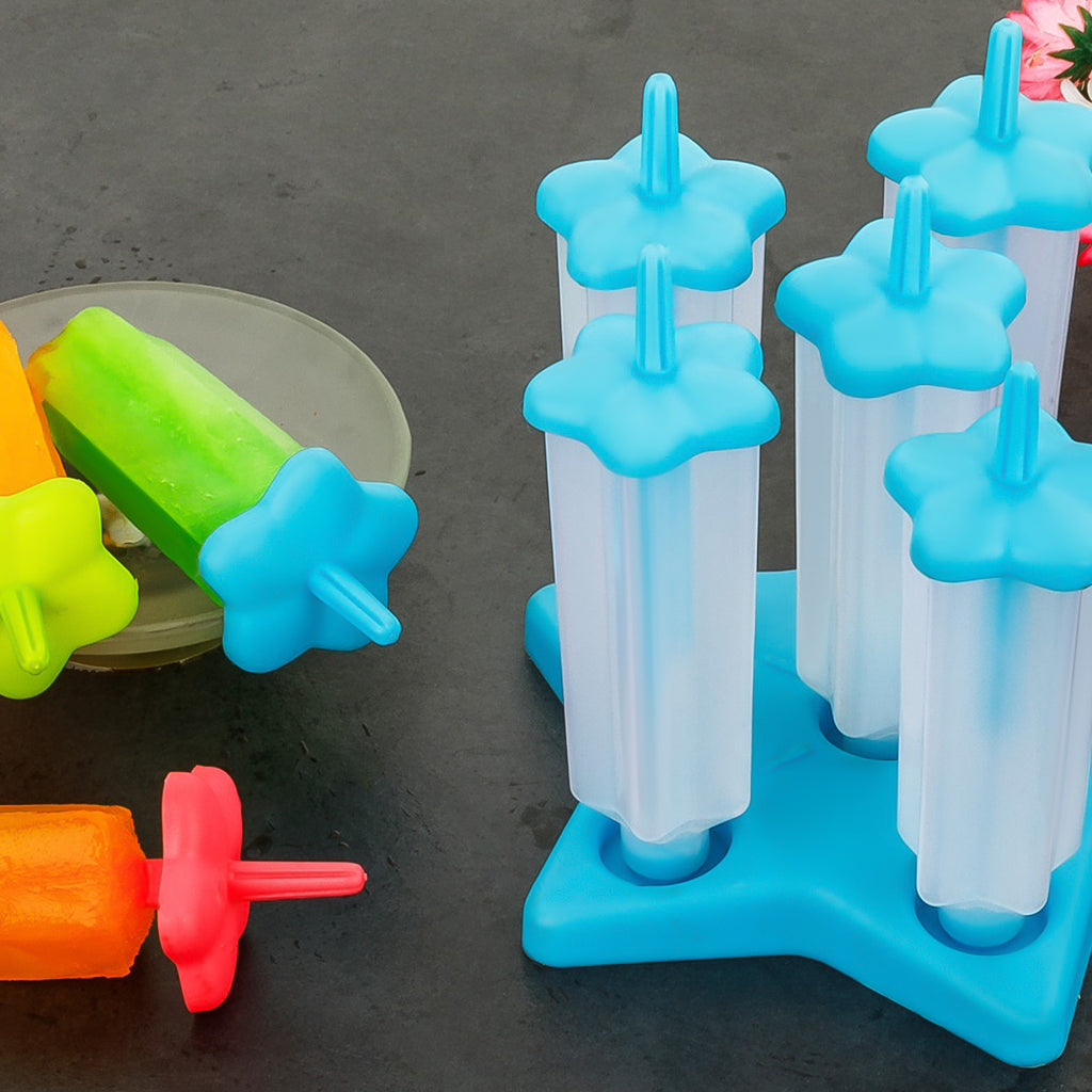 Plastic Ice Cream Molds – BPA-Free 6-Piece Set with Lids | Reusable Manual Ice Cream Maker for Kids & Adults