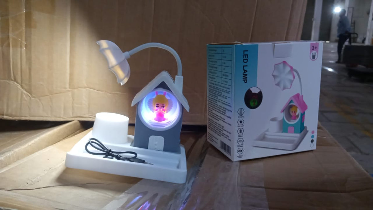 Cute Cartoon House-Shaped LED Desk Lamp – USB Rechargeable | Flexible & Multi-Color Light