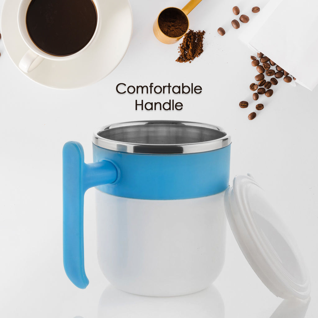 Stainless Steel Coffee/Tea Mug with Lid & Handle – Hot & Cold Beverage Insulated Cup
