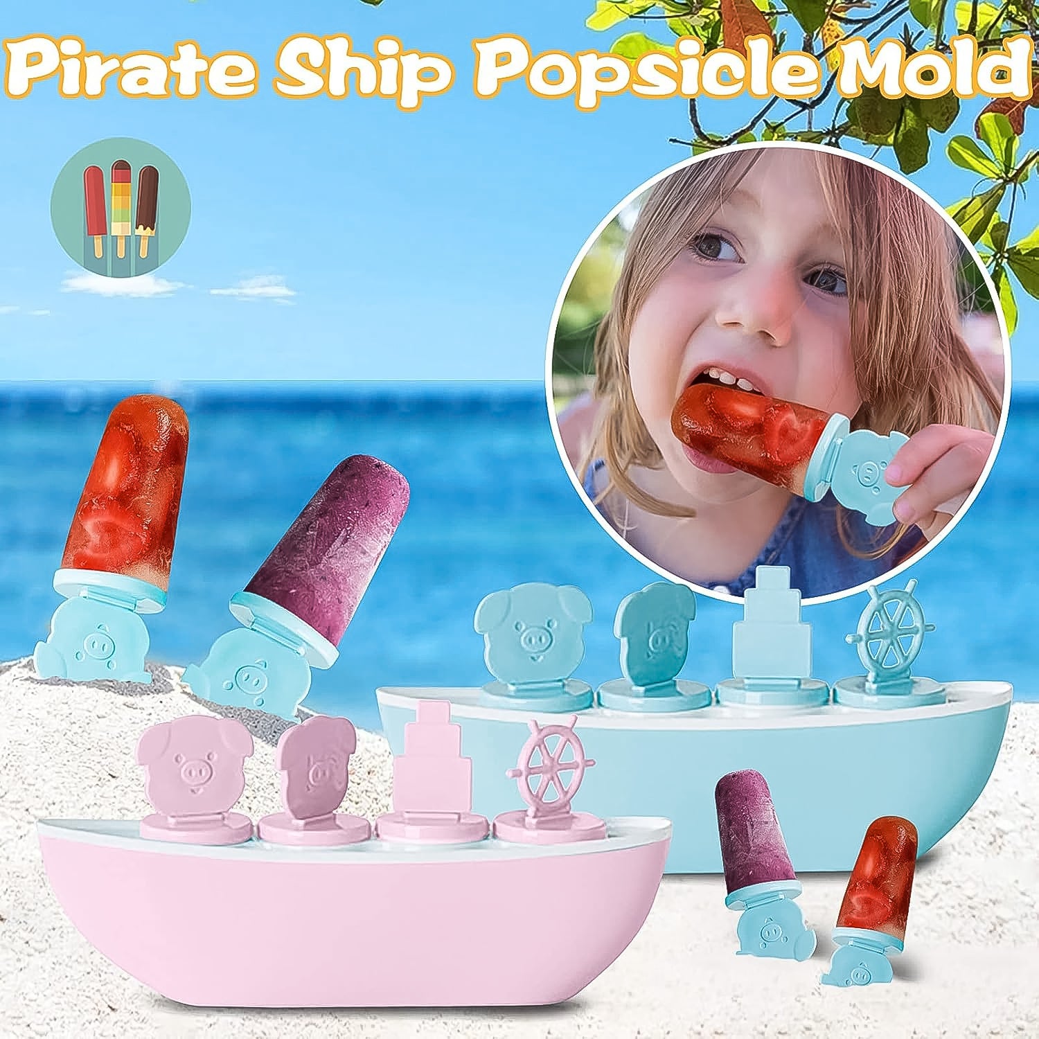 Boat-Shaped Popsicle Maker – 4-Cavity Ice Cream Mould Set with Cute Handles | BPA-Free & Reusable (1 Pc)