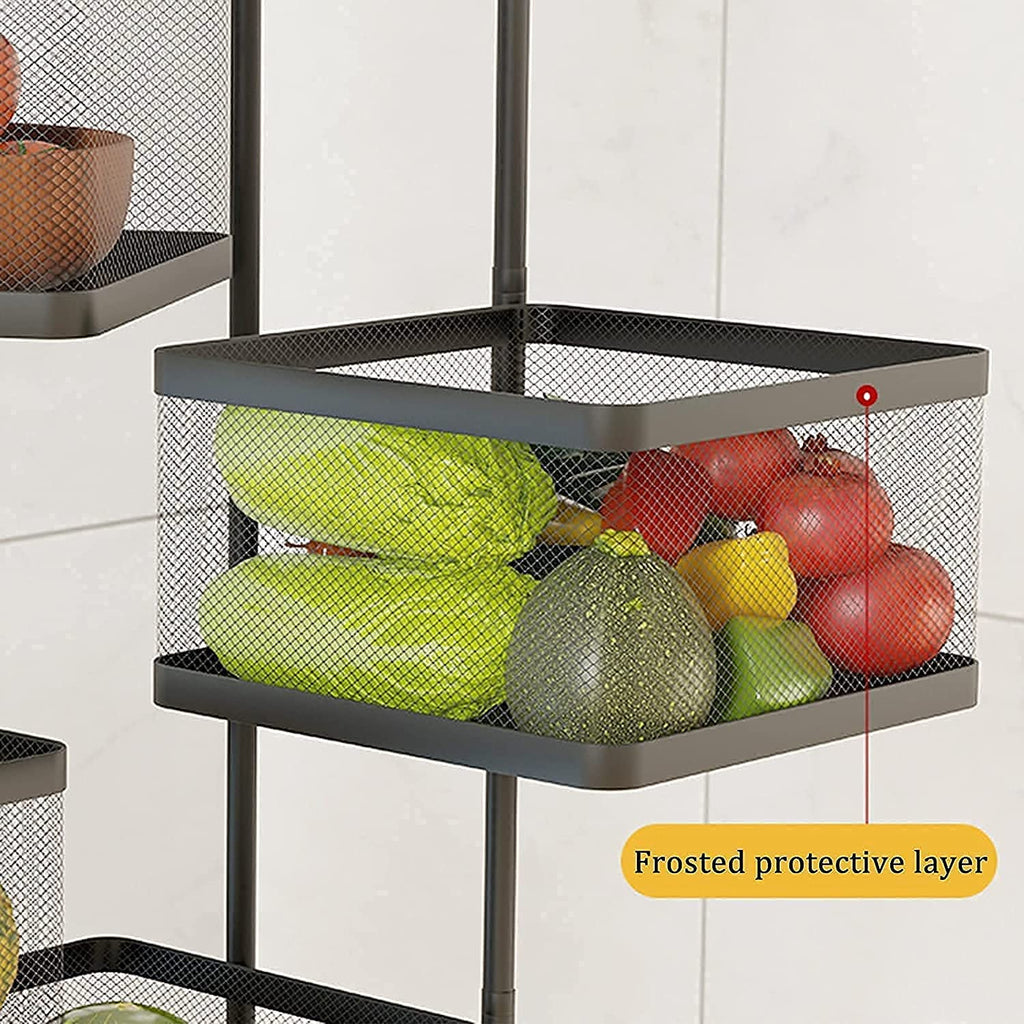 Metal Kitchen Trolley with Wheels – 3 Layer Storage Rack for Vegetables & Fruits