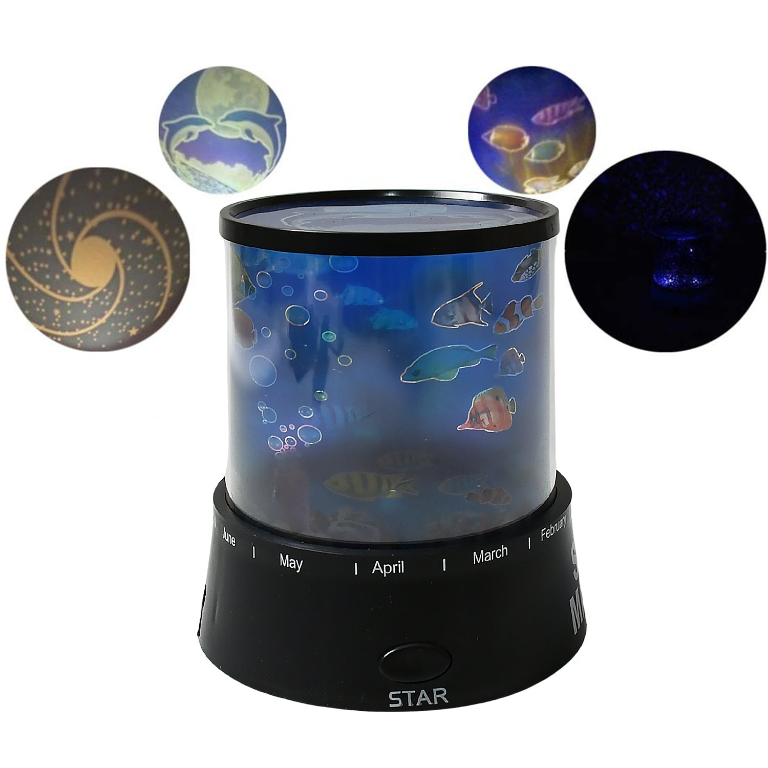 LED Projector Night Light – Rotating Star Lamp with Music Function (1 Pc)
