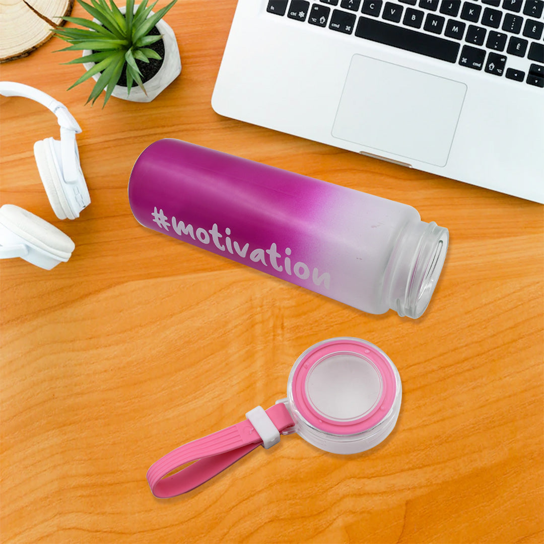 Unbreakable Glass Water Bottle – With Rubber Grip & Colorful Design
