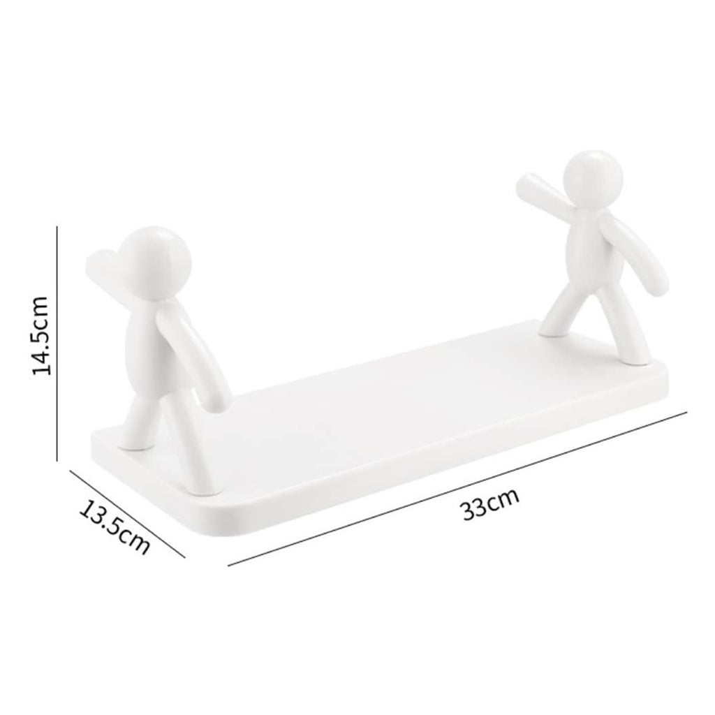 Self Adhesive Floating Wall Shelf – Human Figurine Design | Wall Mounted Organizer (Brown Box