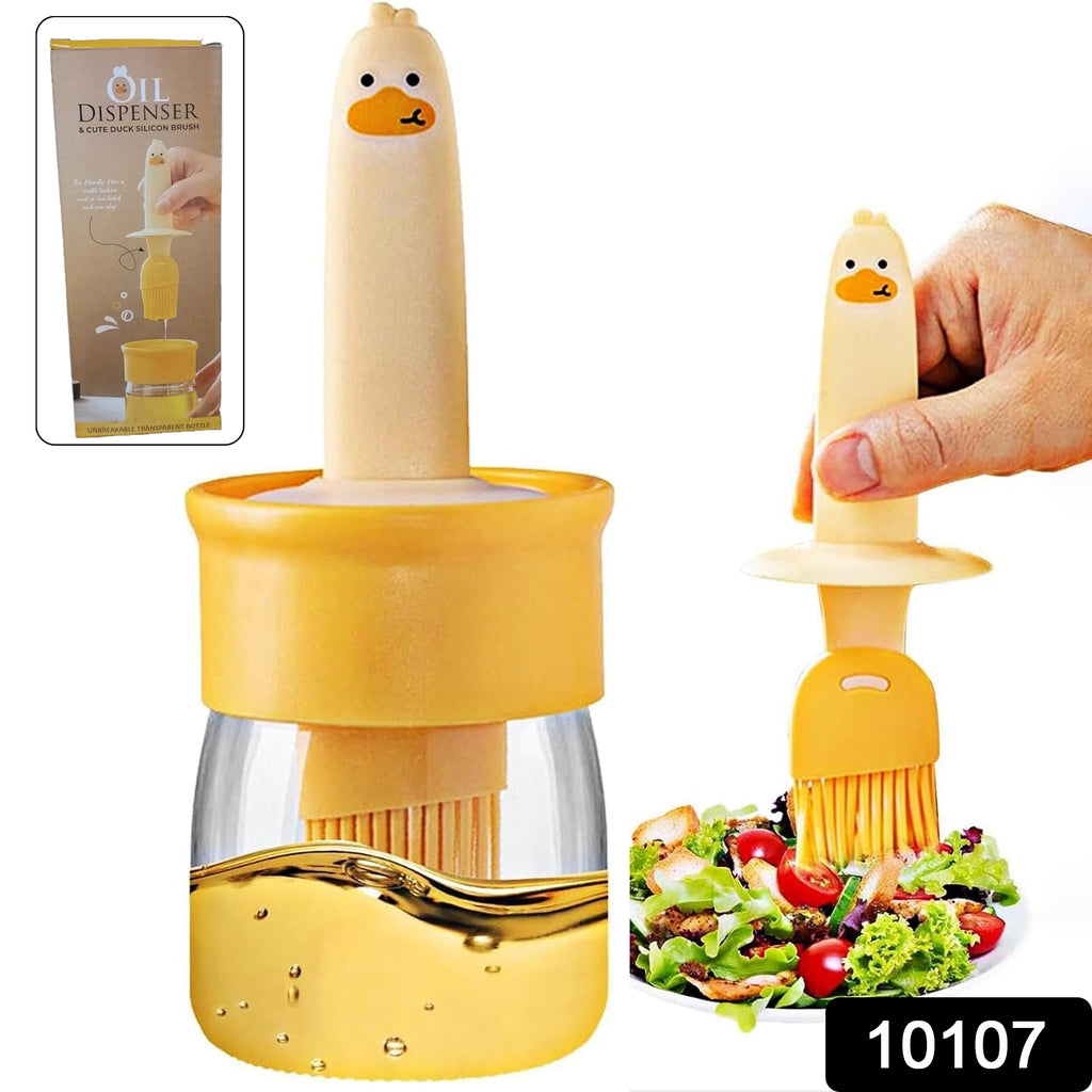 Silicone Brush & Oil Dispenser Glass Bottle – 2-in-1 Oil Dispenser with Basting Brush for Cooking & BBQ