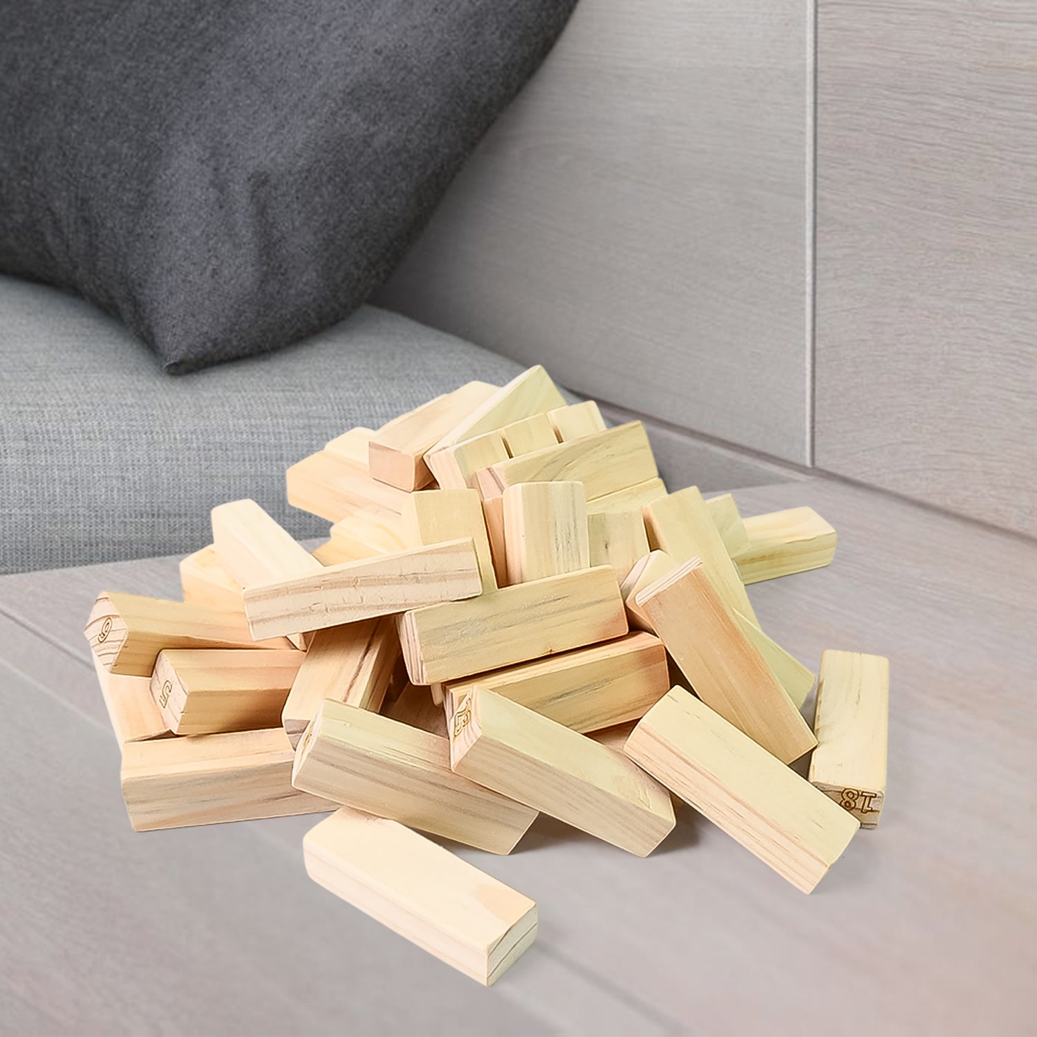 🪵 Wooden Tumbling Tower Game – 48 Blocks + Dice for Family, Kids & Outdoor Fun