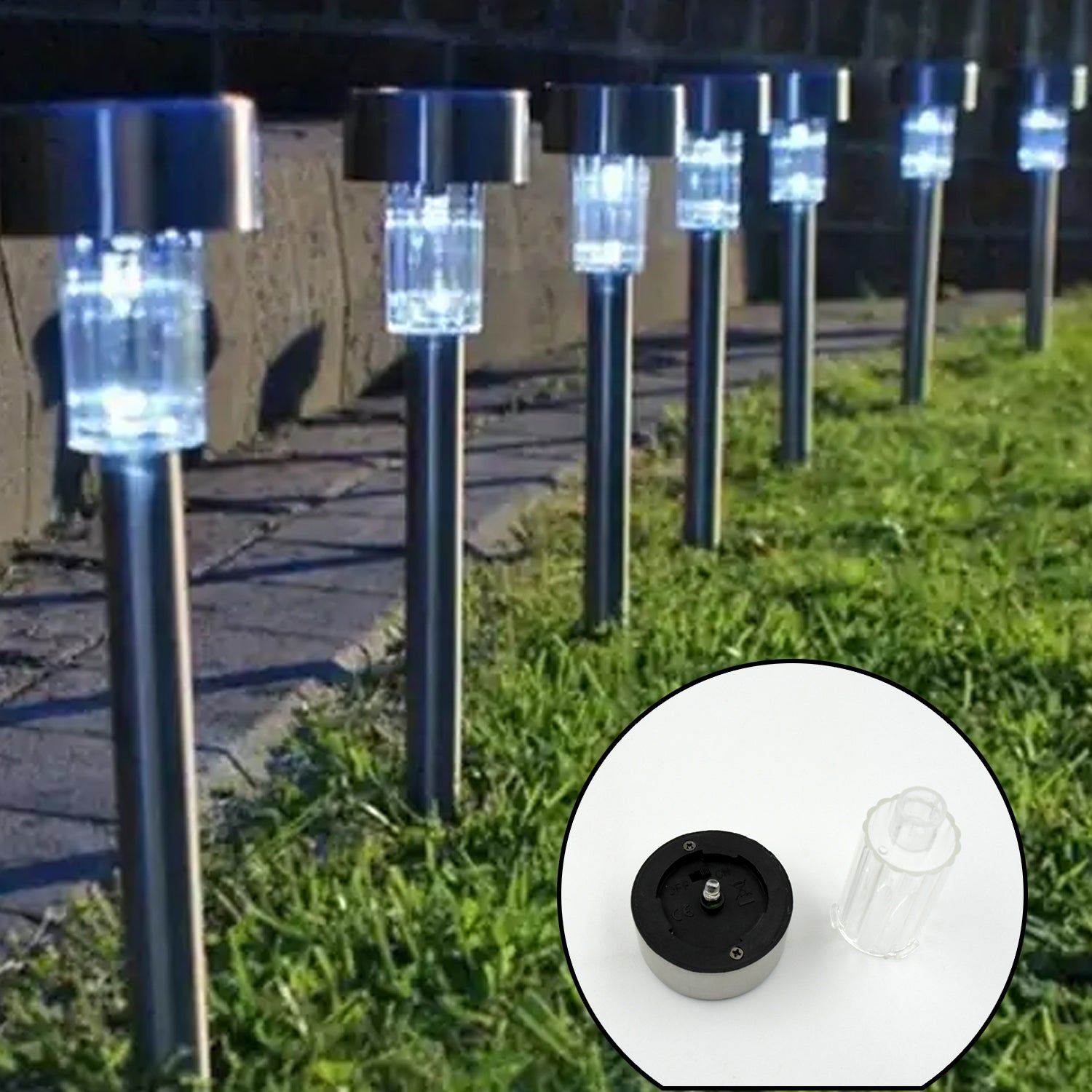 Solar Panel LED Spike Spot Lights – Waterproof Outdoor Landscape Lights (2 Pc Set)