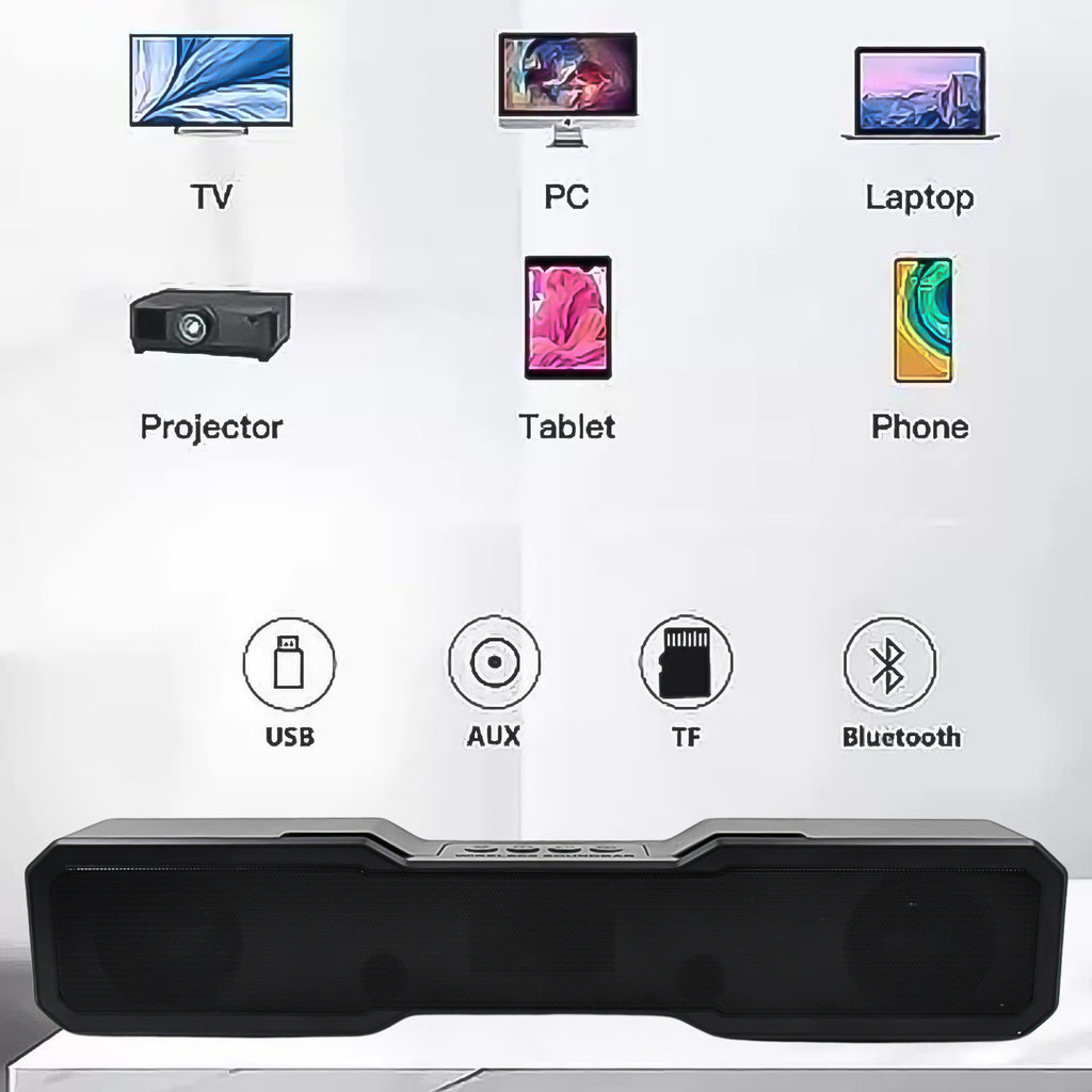 3D Sound Bluetooth Wireless Speaker – Portable 10W Speaker with FM/USB/AUX/SD Card Support (2400mAh Battery)