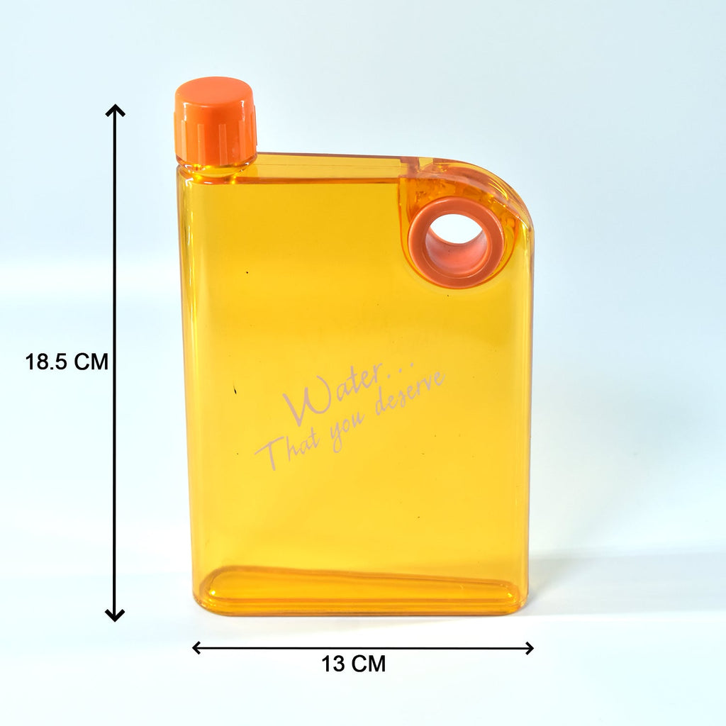 Notebook Style Flat Water Bottle – 380ml | Slim Leak-Proof Bottle | Fits in Bag Easily | BPA-Free Plastic (1 Pc)