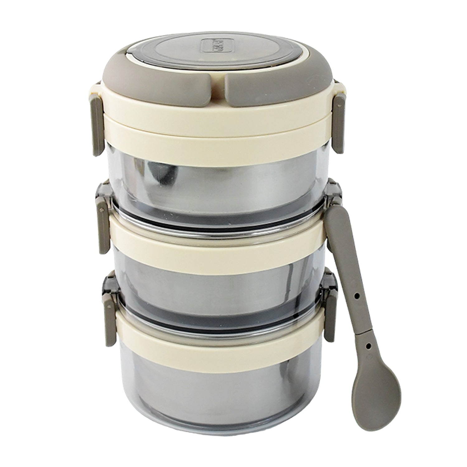 Steko-3 Triple Layer Insulated Lunch Box – Leakproof Stainless Steel Tiffin with Spoon & Clip Lock for Office, School & Travel