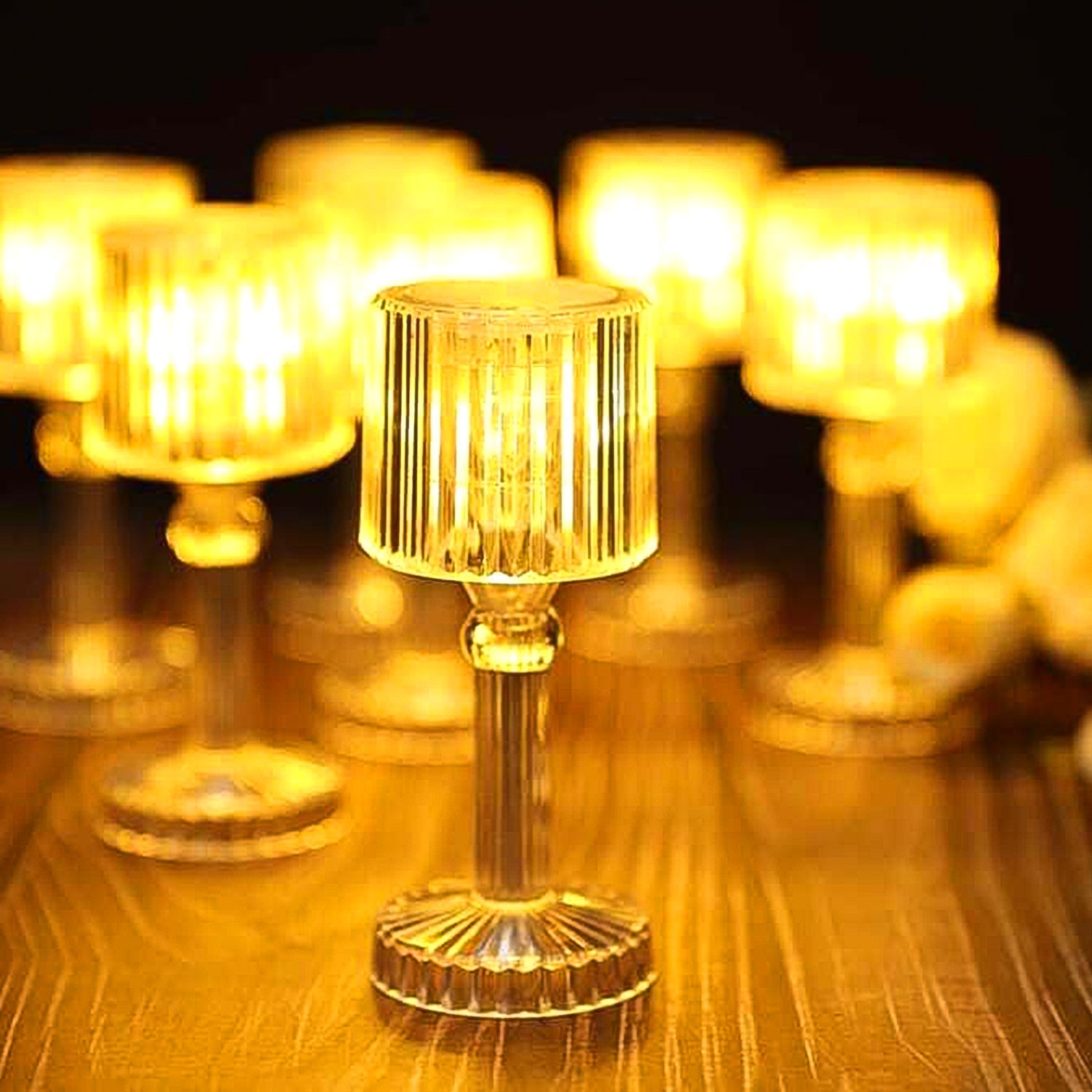 LED Crystal Table Lamp – Mini Portable Acrylic Light | Battery Powered | Festival & Party Decor