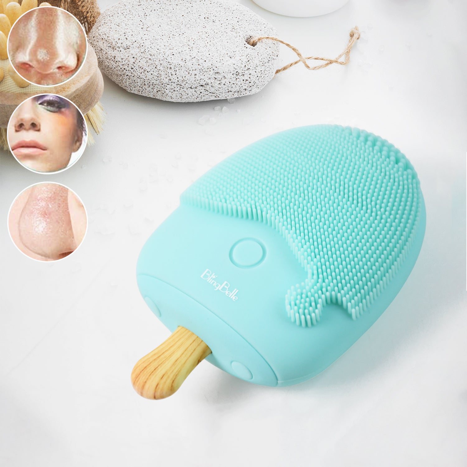 Popsicle Design Sonic Face Cleansing Brush – Soft Silicone, Waterproof & USB Rechargeable Facial Massager (1 Pc)