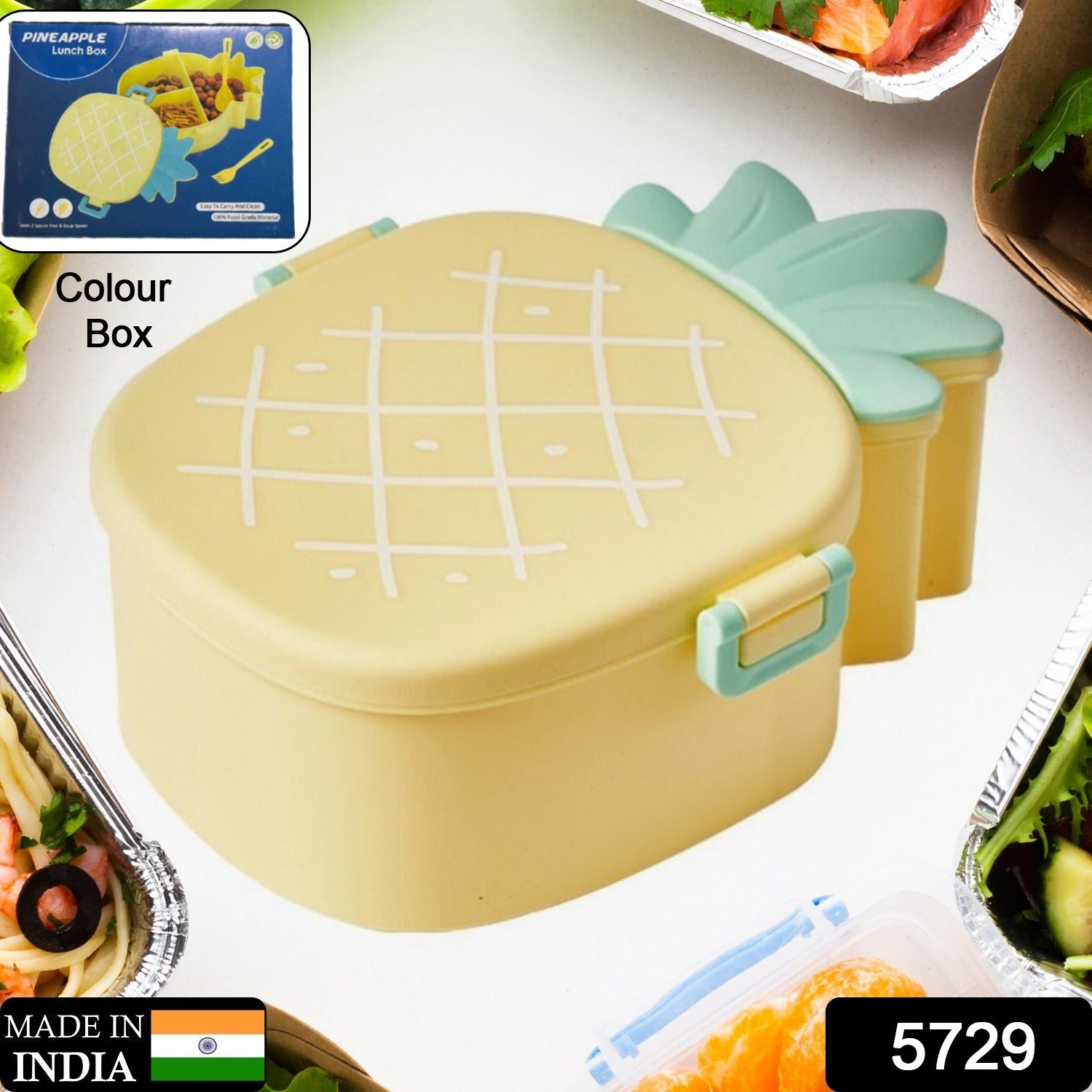 Cute Pineapple Shaped Kids Lunch Box with Fork &amp; Spoon