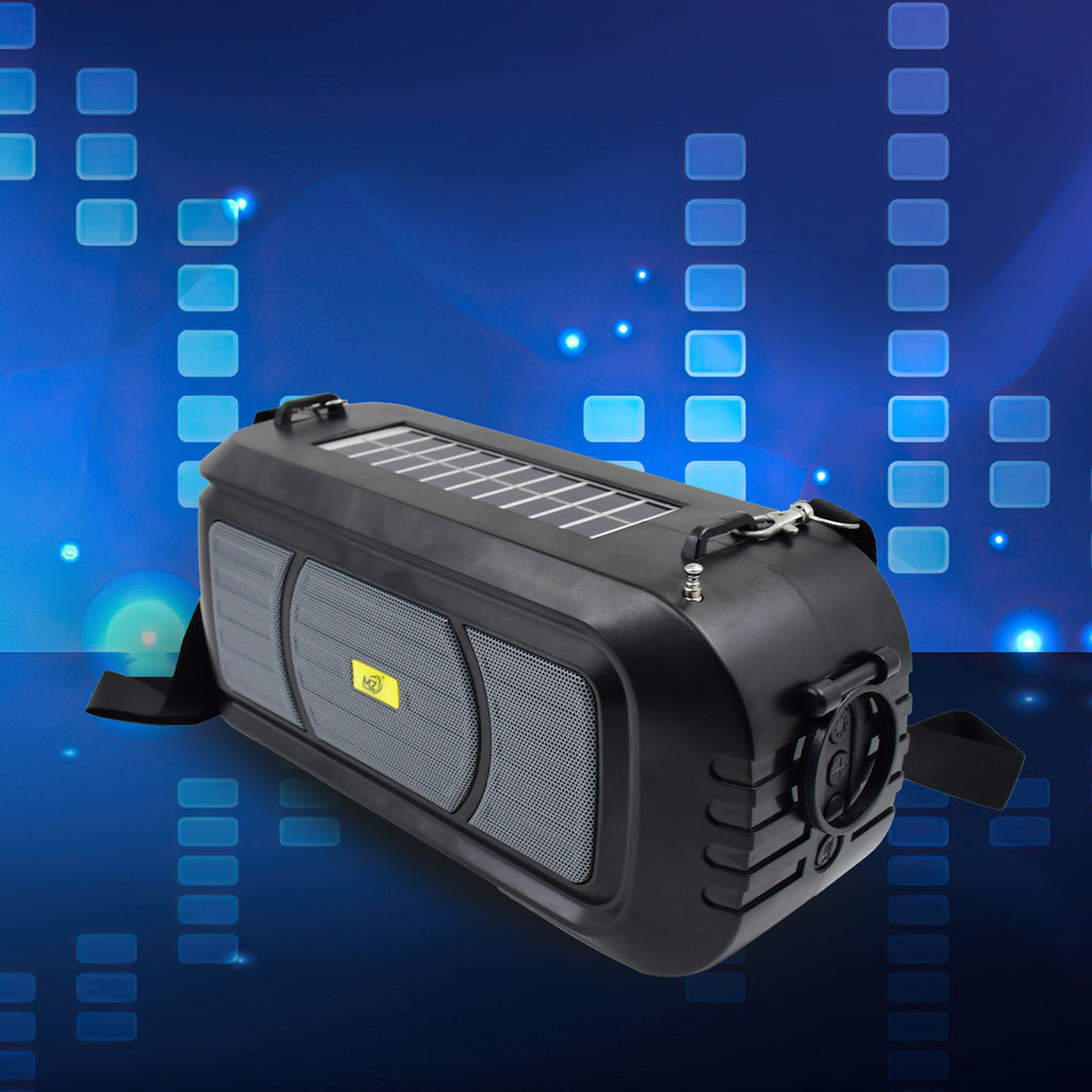 5W Wireless Bluetooth Speaker with Mic – Solar Charging, LED Torch, USB/TF/FM, Adjustable Strap