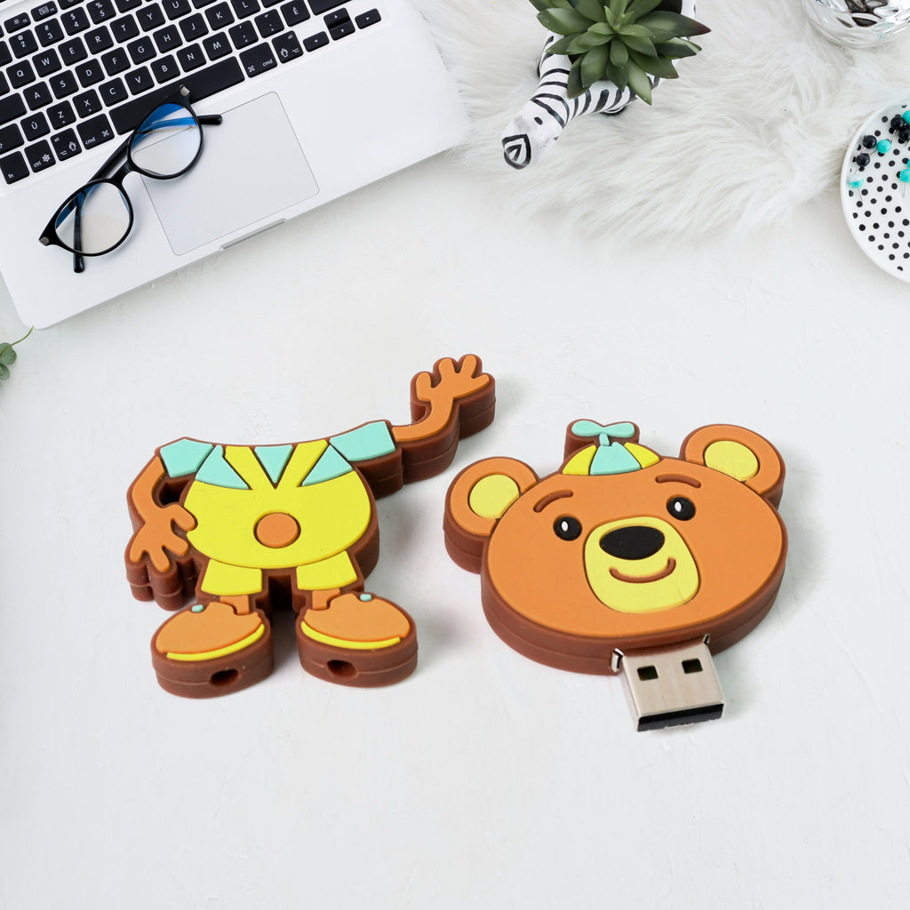 Cartoon Shape 15GB USB Flash Drive – Preloaded with Baby Rhymes | Plug & Play Pen Drive (1 Pc)