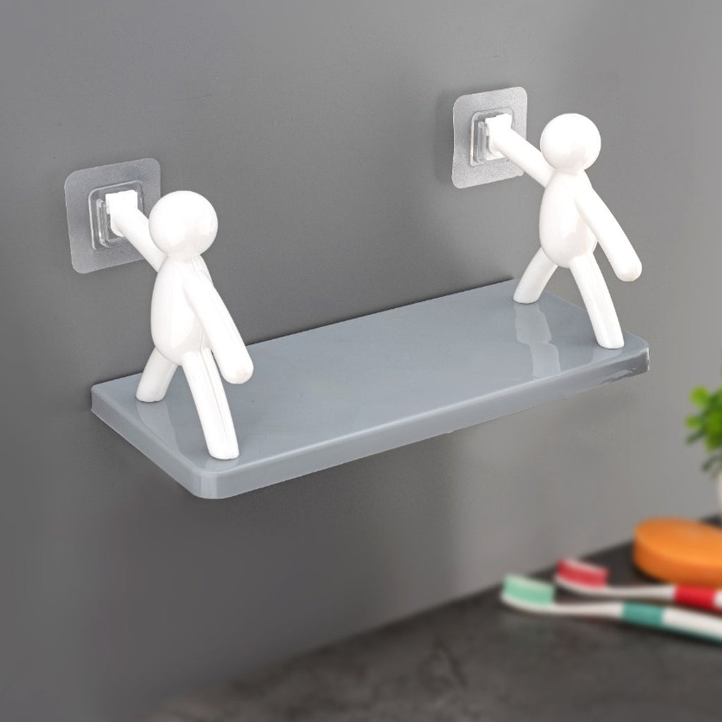 Self Adhesive Floating Wall Shelf – Human Figurine Design | Wall Mounted Organizer (Brown Box