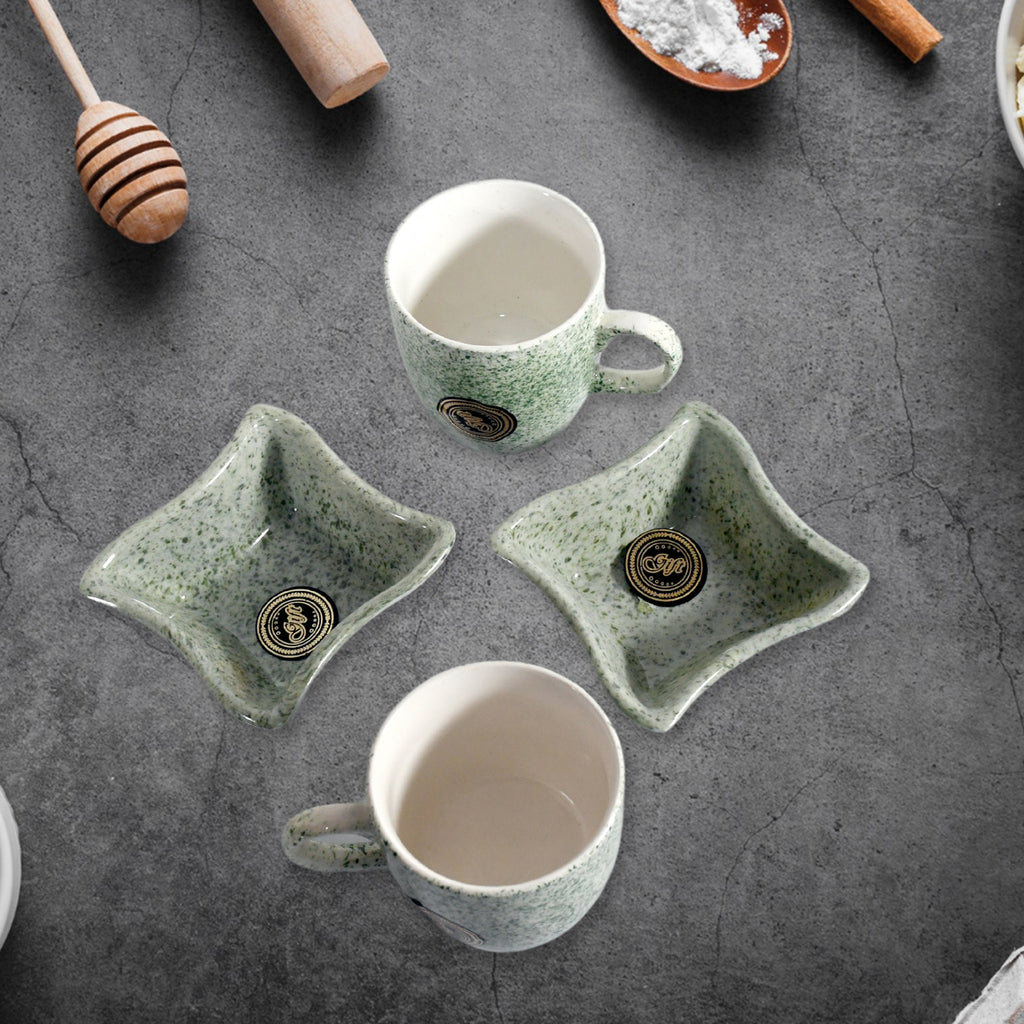 Festo Ceramic Tea/Cups/Mug Set – 4-Piece Set with Serving Bowl, Coffee & Milk Cups, Ideal for Gifts