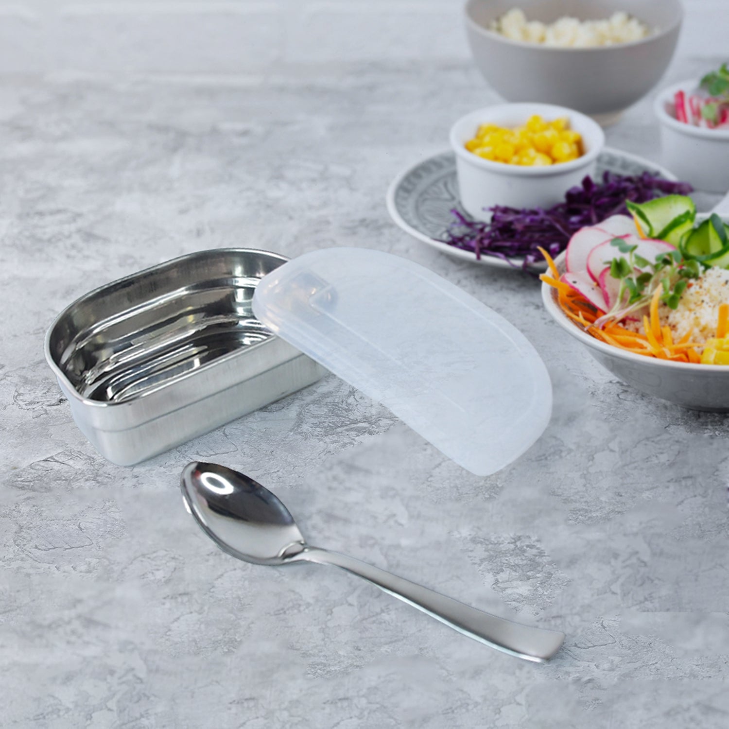 Home Chef Leak-Proof Lunch Box – 1200ml BPA-Free Tiffin with Stainless Steel Compartments, Spoon & Divider