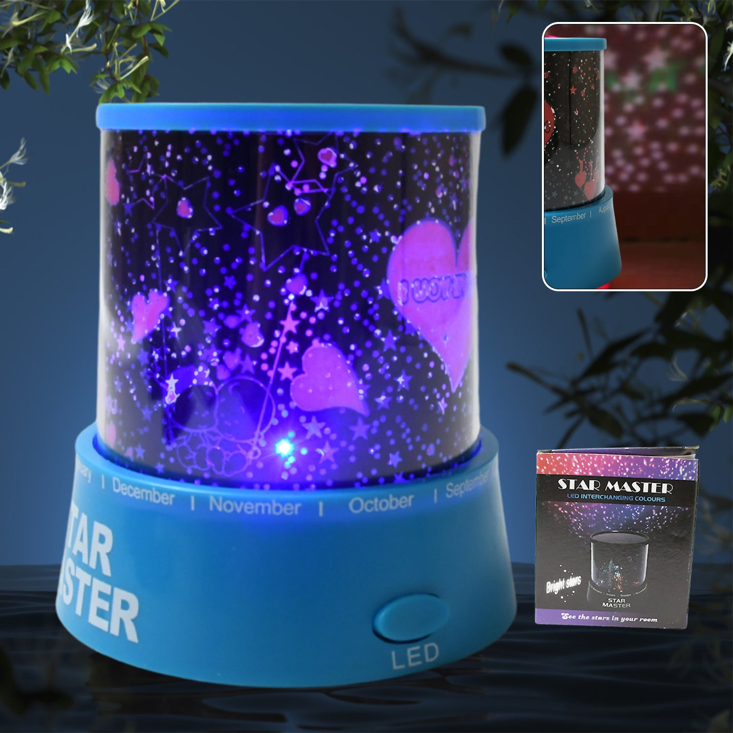 LED Projector Night Light – Rotating Star Lamp with Music Function