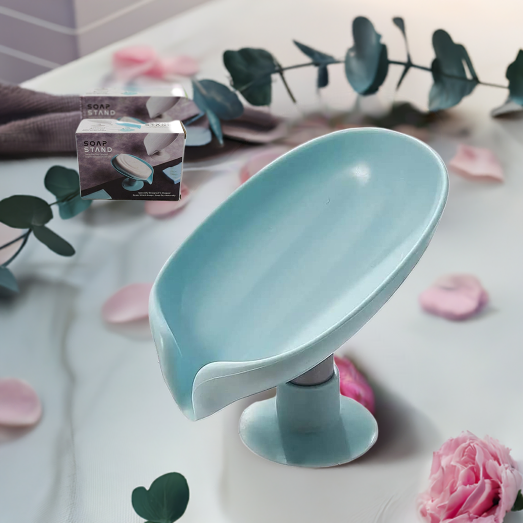 Self-Draining Soap Holder Stand with Suction Cup – No-Drill Soap Dish for Bathroom & Kitchen