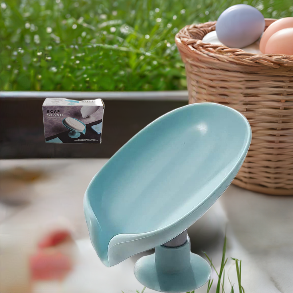 Self-Draining Soap Holder Stand with Suction Cup – No-Drill Soap Dish for Bathroom & Kitchen