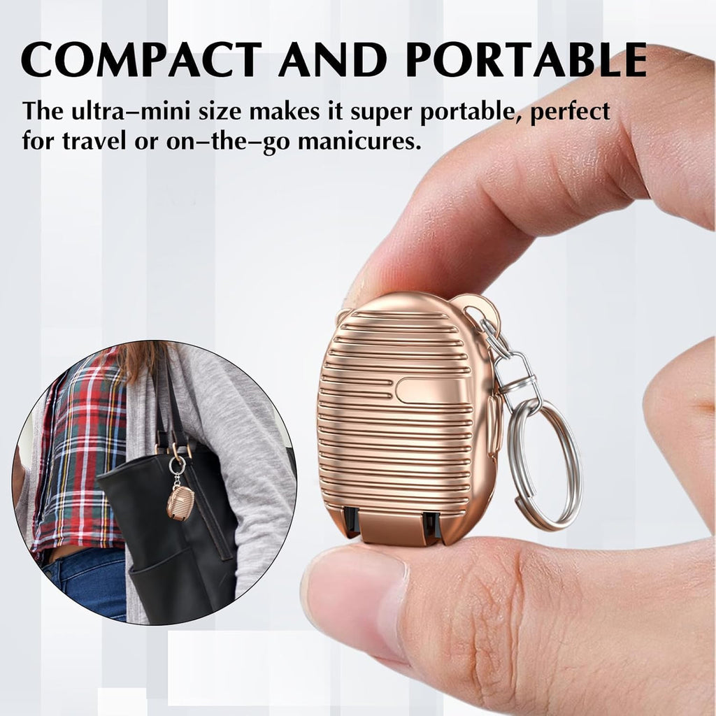 Mini Keychain Nail Clipper – Foldable Stainless Steel Travel Nail Cutter with Built-in File (Multicolor / 1 Pc)