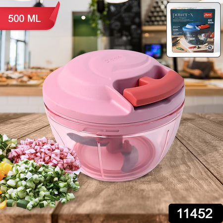 Power-X 500ml Hand-Pull Vegetable Chopper – Triple Blade Manual Food Processor