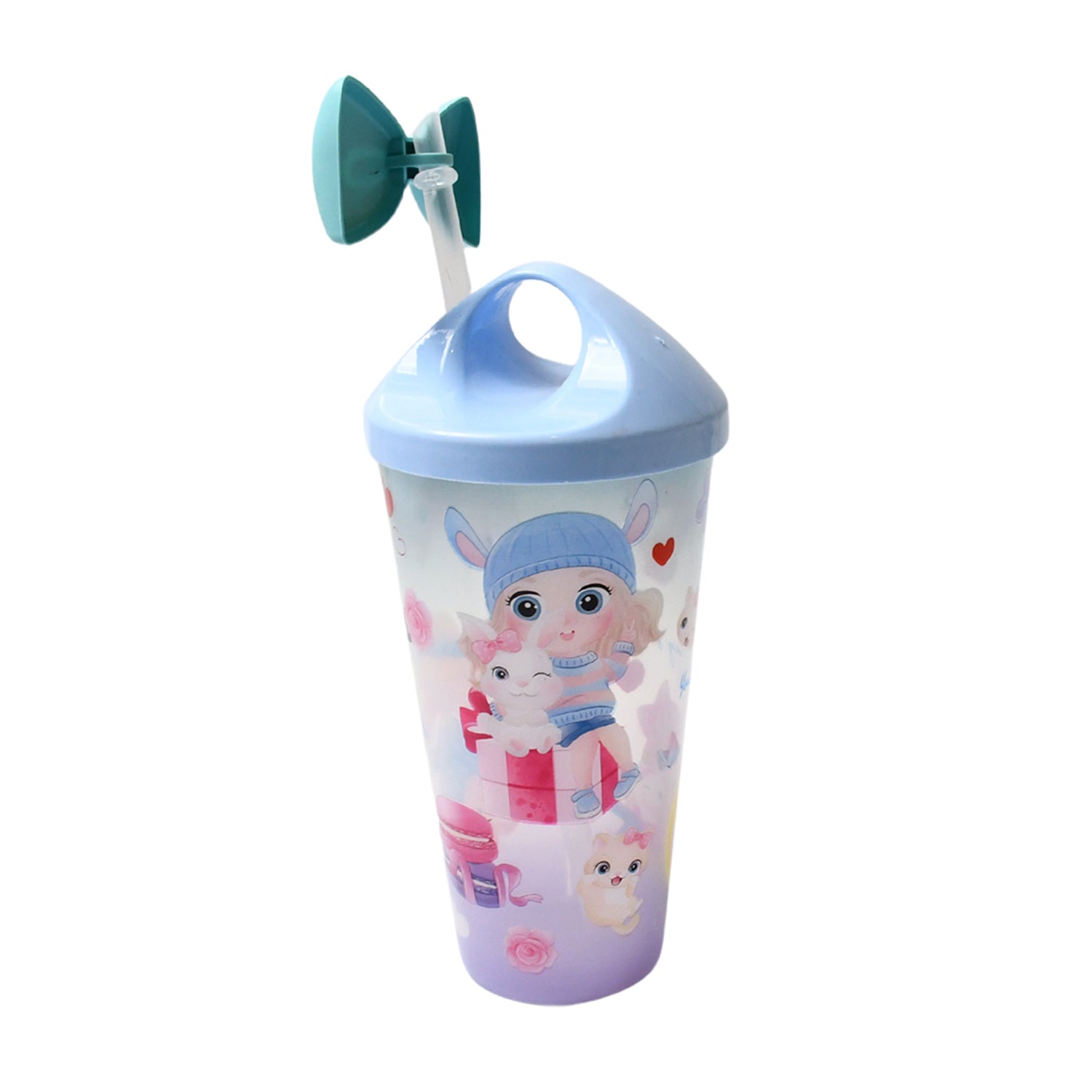 LED Unicorn Water Bottle for Kids – Glitter Sipper with Straw & Toy Topper
