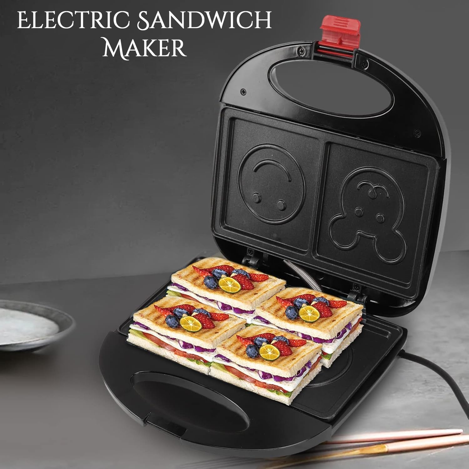Professional 750W Double-Sided Electric Sandwich Maker - High Power Grill with Even Heating