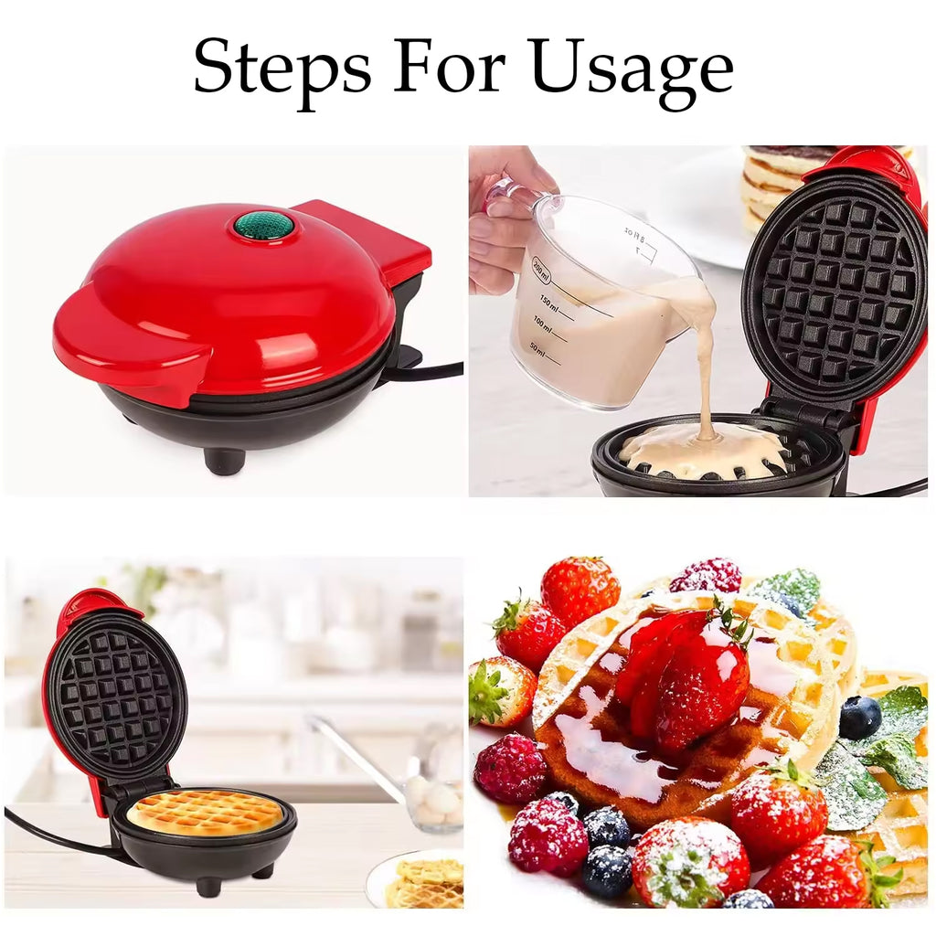Mini Waffle Maker Machine - Compact Electric Waffle Iron for Perfect Breakfast Treats