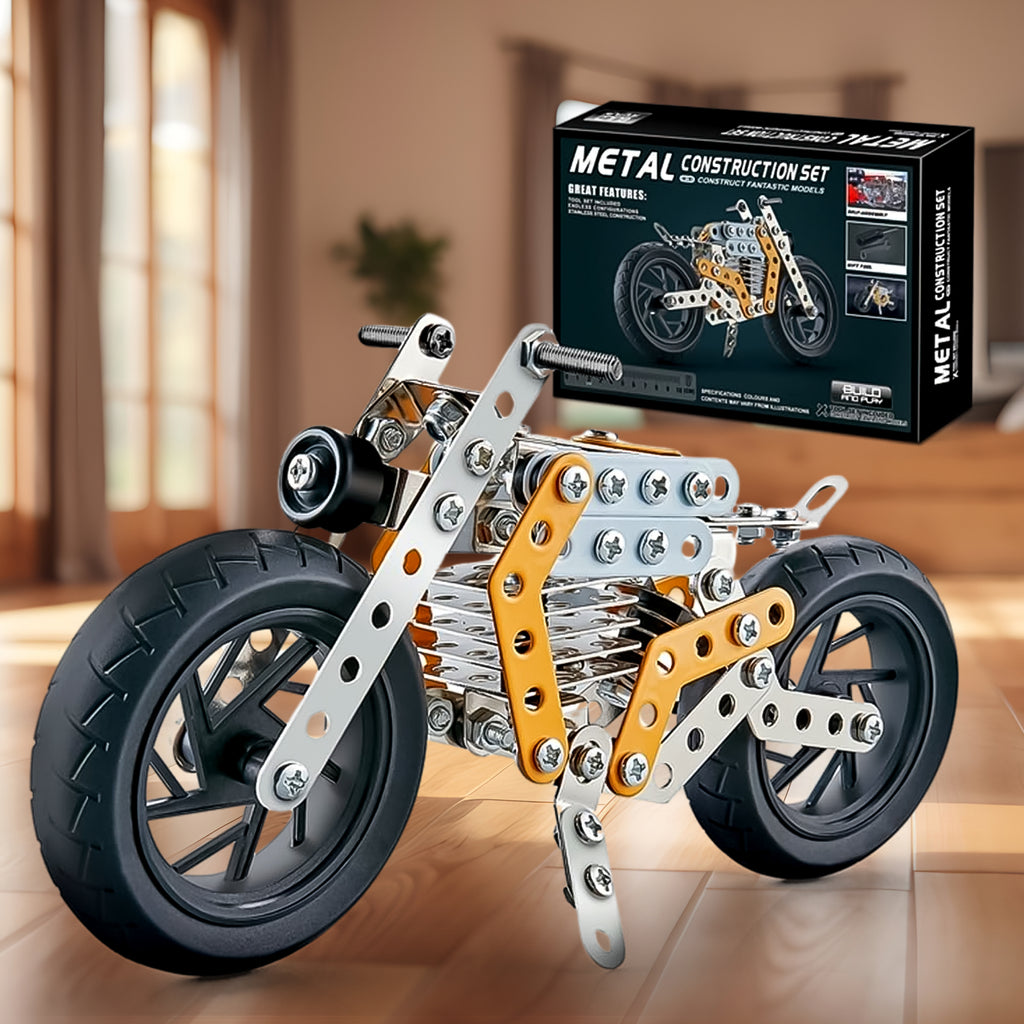 Metal DIY Bike Building Kit – 162 Pc Educational Construction Set (Age 8+)