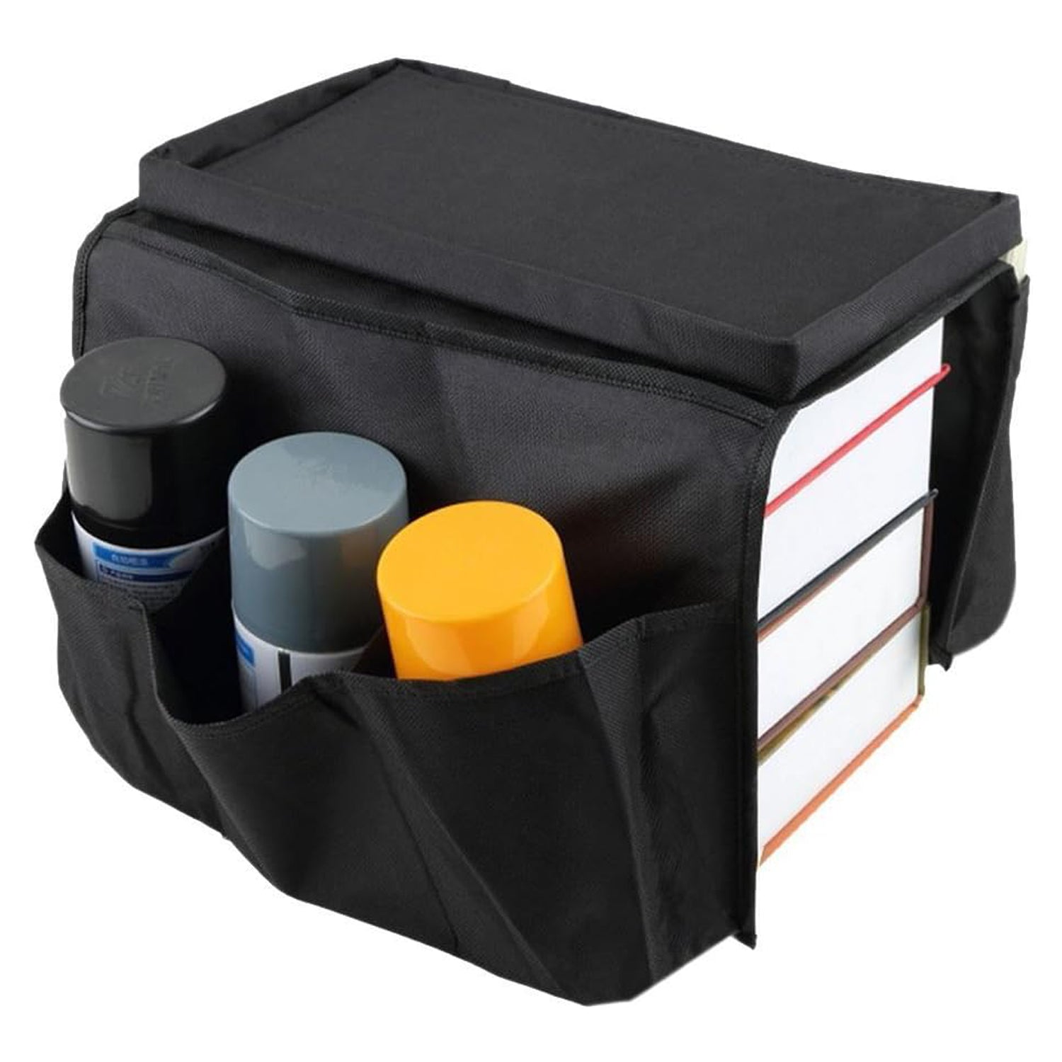 Sofa Arm Rest Hanging Storage Bag Storage Bag For Sofa Ideal For Sorting Magazines Ipad Books (Black)