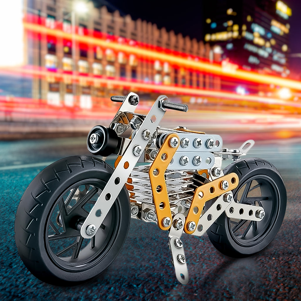 Metal DIY Bike Building Kit – 162 Pc Educational Construction Set (Age 8+)