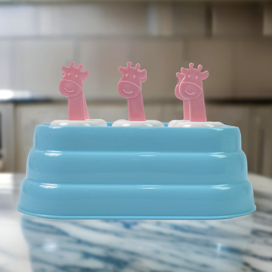 6-Cavity Giraffe Shape Ice Cream Mould – BPA-Free Plastic Popsicle Maker for Kids & Adults | DIY Frozen Treats (1 Pc)