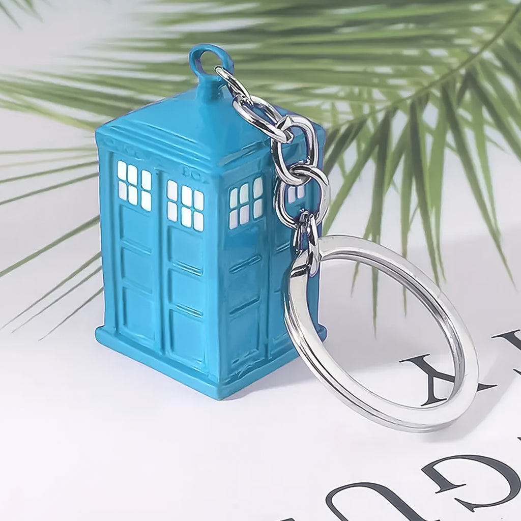 Police Booth Box Shape 3D Metal Keychain – Car, Bike, & Home Key Ring (1 Pc)