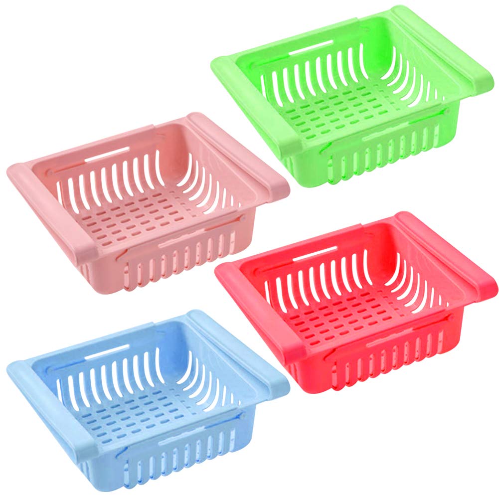 Virgin Freeze Storage Adjustable Trays – Unbreakable, Multicolor Fridge Organizers (Pack of 4)