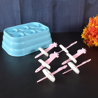 6-Cavity Giraffe Shape Ice Cream Mould – BPA-Free Plastic Popsicle Maker for Kids & Adults | DIY Frozen Treats (1 Pc)