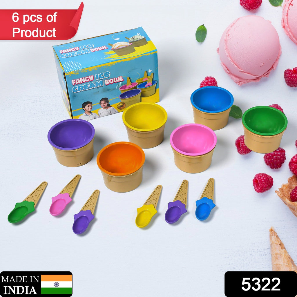 Ice-Cream Waffle Spoon Bowl Set – Premium Ice Cream Cups with Matching Spoons (6 Units)