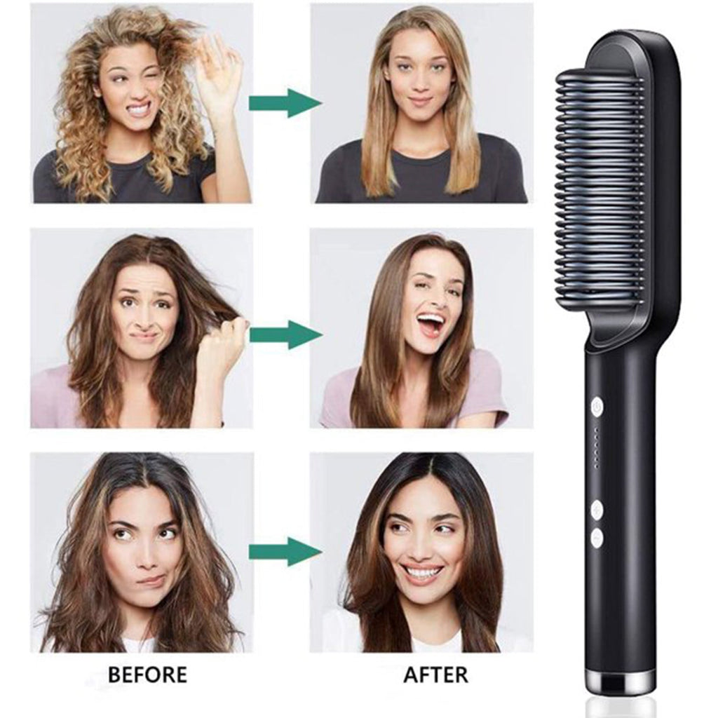 Hair Straightening Brush – Fast Heating with Keratin Ceramic Coating