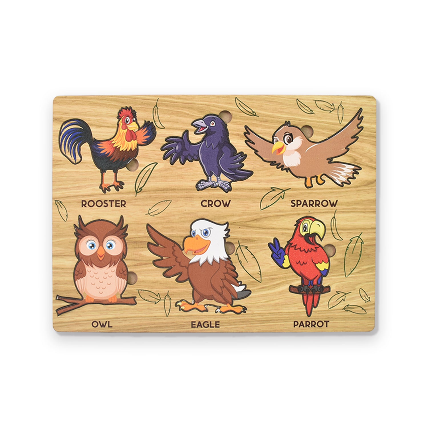Wooden Bird Puzzle Board - Educational Animal Learning Toy for Kids Development