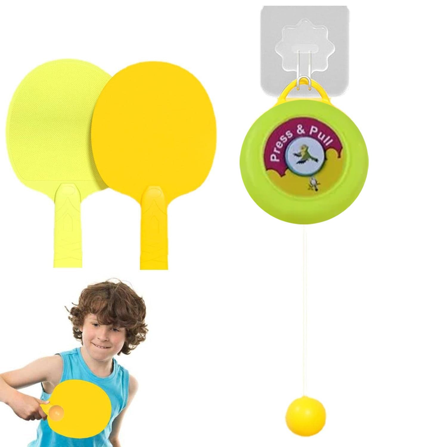 Portable Indoor Hanging Table Tennis Trainer Set – Self Training Tool with 3 Balls
