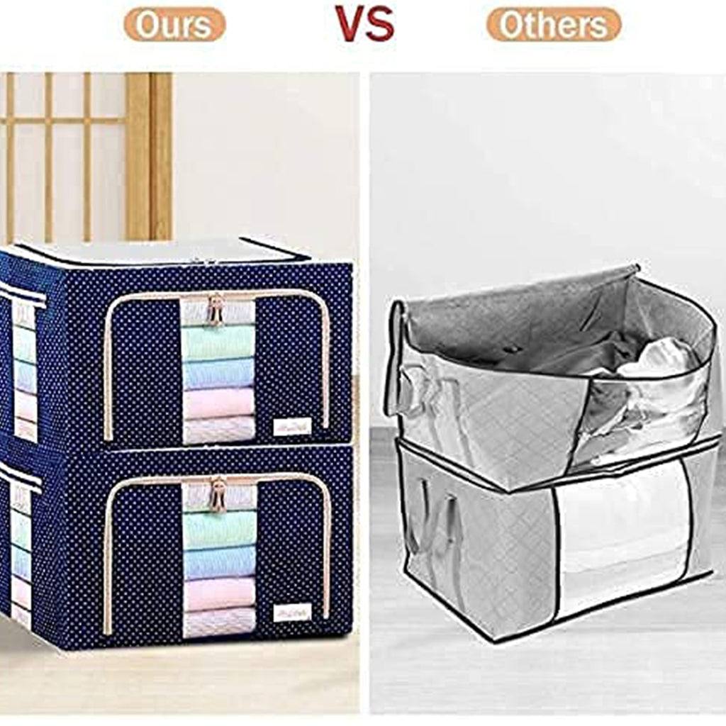Foldable Steel Frame Storage Organizer – Large Capacity for Bedding, Clothes &amp; More (66L / 1 Pc)